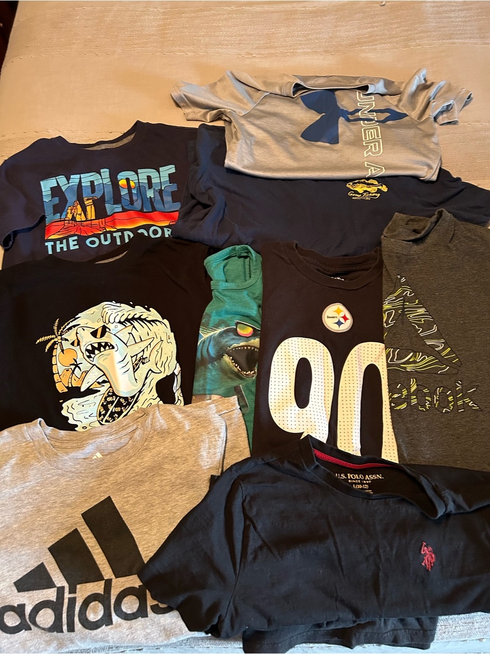 Lot of 9 boys t shirts tank medium large 10/12 m/l old navy under armour Reebok